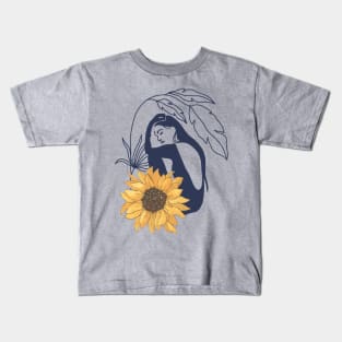 Sunflower Women Illustrations Kids T-Shirt